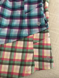 2 Colorful Check COLUMBIA Omni-Shield S/S Girls Vented Adventure Shirts 10/12 - Picture 1 of 11