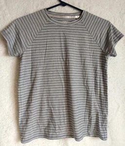 Athleta Girl Gray White Striped Short Sleeve Shirt Size XL/14 - Picture 1 of 9