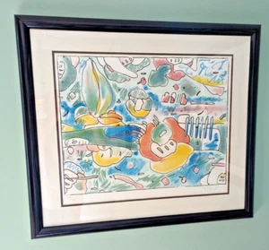PETER MAX "FLOWER ABSTRACT" - 1980 HAND SIGNED LITHOGRAPH, FRAMED AND NUMBERED! - Picture 1 of 3