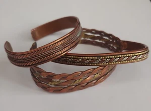 Copper Bracelets Magnetic Bracelet Cuff Bangle Bracelets LOT of 3 - Picture 1 of 11