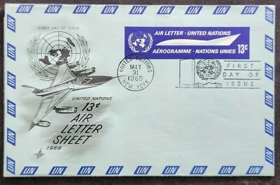 United Nations - Scott UC7 - Air Letter Sheet - 1968 - First Day Cover - Image 1 of 2