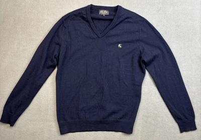 Peter Scott Legacy Made in Scotland 100% Wolle Blau V-Neck Pullover Sweater Golf - Bild 1 von 4
