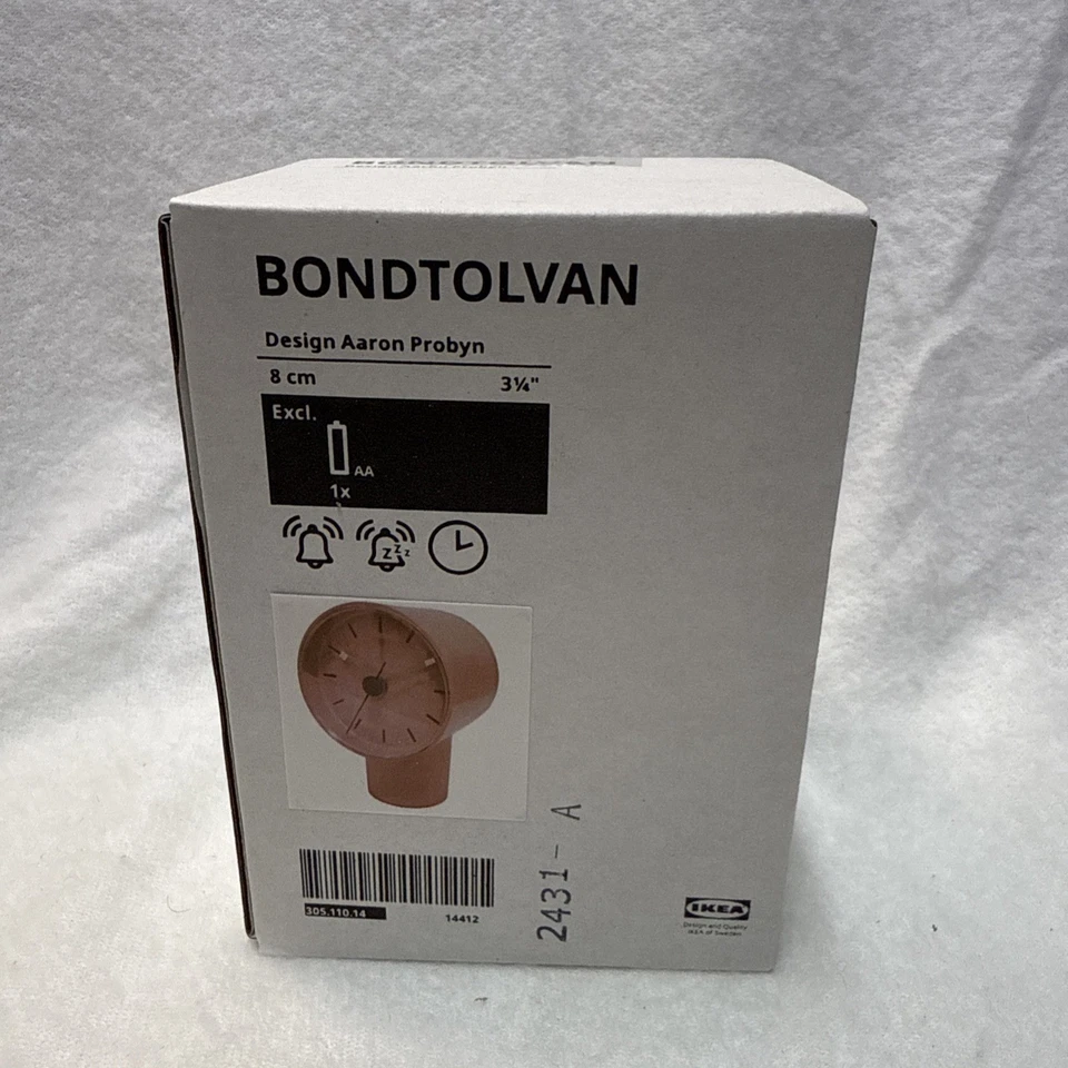 IKEA BONDTOLVAN Alarm Clock Analog pale Pink  3-¼" x 3-½" 305.110.14 - Image 1 of 3