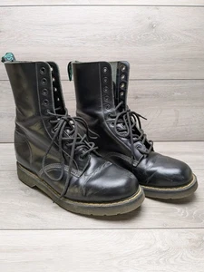 Solovair Hi-Shine 11 Eye Derby Stiefel Schwarz UK 10 EU 45 Gebraucht Made In England  - Bild 1 von 20