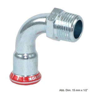 Geberit Mapress C-Stahl Übergangsbogen 90° AG, 22mm x 3/4" - Bild 1 von 1