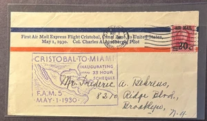 First Flight, Cristobal, CZ to Miami, FL, FAM #5, 5/1/1930 - Picture 1 of 2