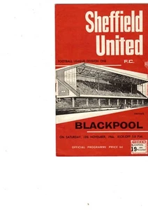 Sheffield United v Blackpool Division One 12/11/66 programme free postage - Picture 1 of 1