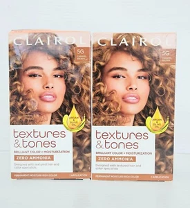 x2 CLAIROL Textures & Tones Permanent Moisture Rich Hair Color 5G Caramel Brown - Picture 1 of 5