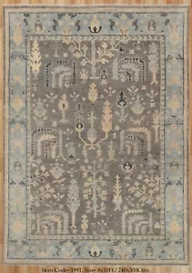 Tree OF Life HandKnotted 8x10 Wool Rug Living Room Modern Oushak Vintage Turkish - Picture 1 of 12