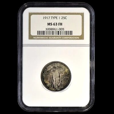 1917-P STANDING LIBERTY QUARTER ✪ NGC MS-63-FH ✪ 25C TYPE 1 FULL HEAD ◢TRUSTED◣ - Image 1 of 4
