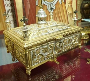 Orthodox Reliquary Box Lipsanothiki Lipsana Two Color with Domes - Picture 1 of 11