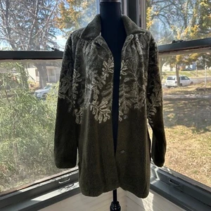 Vintage Country Clothing Co Blattflor Fleecejacke Gr. XL Made in Canada 90er - Bild 1 von 6