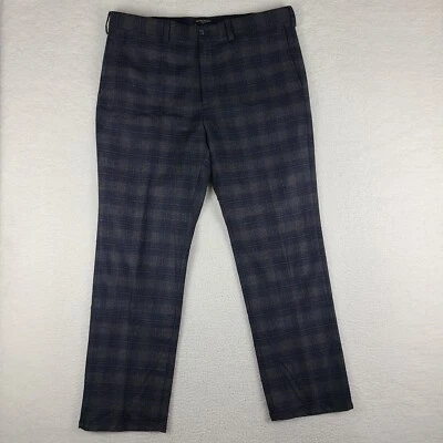 Pantalones de vestir Banana Republic para hombre 38x32 azul marino a cuadros Aiden Fit Nova Fides GC Foto 1 de 4