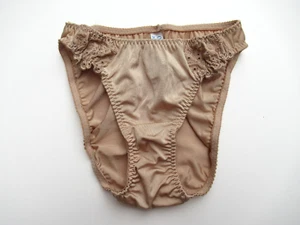 NWOT vintage 90s Olga Satin Stretch Lace Panties size S hi-leg NUDE 20042 - Picture 1 of 4