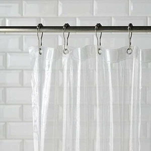 Clear Magnetized Shower Curtain Liner Mildew Resistant with Metal Grommets - Picture 1 of 5