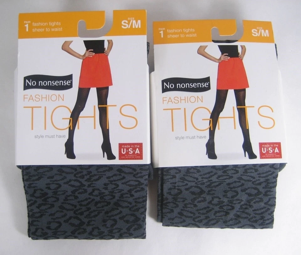 2 No Nonsense Fashion Tights LEOPARD PRINT Gray Opaque size S/M - Image 1 of 1