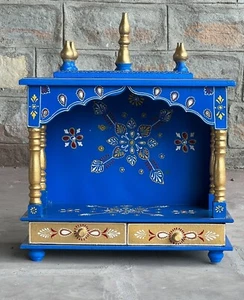 Templo Mandir de madera bellamente hecho a mano pintado para culto - Imagen 1 de 6