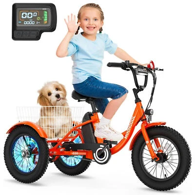 Bicicleta Eléctrica MOONCOOL-16 Pulgadas Niños Triciclo para Niños Niñas Edad 6-12 con Cesta Foto 1 de 4