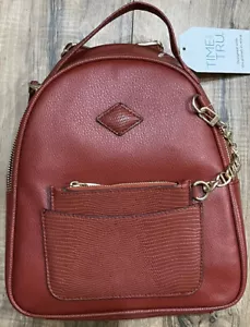 Time & Tru Small Backpack Purse Shoulder Bag + Coin Wallet Faux Leather 9” x 11” - Picture 1 of 4