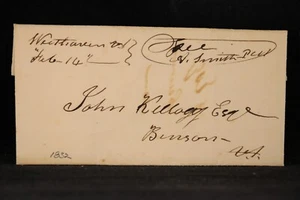 Vermont: West Haven 1832 briefmarkenloser Brief, Frau, Postmaster kostenlos, DPO Rutland Co - Bild 1 von 4