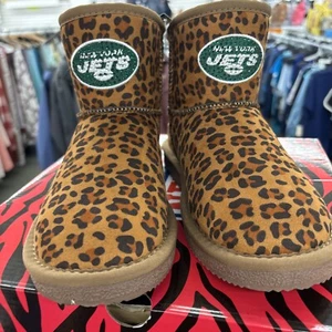 NY Jets NFL Licensed Womens Leopard Print Bling Boot by Love Cuce Sz 6 - Picture 1 of 2