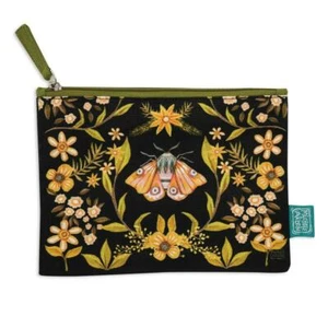 "Moth" Zip Pouch~#ARP2037 Cotton Canvas 8"x6" Make-up, Pens/Pencils, Trinkets - Picture 1 of 2