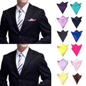 Men Pre-fold Pocket Square Solid Handkerchief Wedding Formal Party Decor Supply