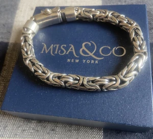 Mens Chunky Silver Bracelet Misa & Co Handcrafted Bracelet 925 Sterling Silver - Picture 1 of 6