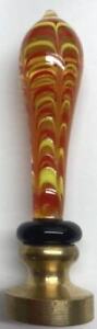 Yellow/Red multi-color Murano glass handle, Handblown glass, Gorgeous!