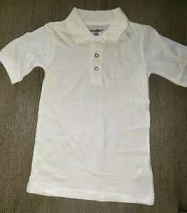 NEW all white SCHOOL UNIFORM SHIRT POLO boys size 5/6 short sleeve COLLAR medium - Picture 1 of 1