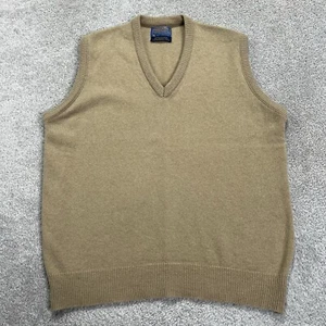 Vintage Pendleton Sweater Vest Mens XL Tan Beige 100% Lambs Wool Yarn Made USA - Picture 1 of 12