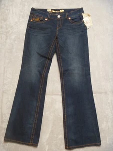 Neu mit Etikett Seven 7 Damenjeans Größe 15 32 dunkelblau Denim niedriger Bund Bootcut UVP 69 $ - Bild 1 von 11
