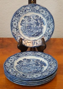 Staffordshire Liberty Blue Monticello 5-7/8" Bread Butter Plates Set of 5 - Picture 1 of 6