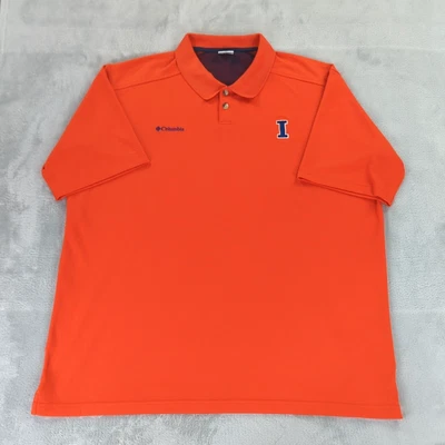 Illinois Fighting Illini Polo Shirt Columbia Orange Short Sleeve Men 2XL XXL - Image 1 of 4