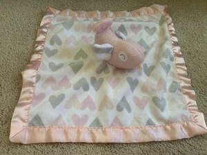 Manta de seguridad para pájaros tejida Cloud Island corazones bebé Lovey rosa blanco gris - Imagen 1 de 7
