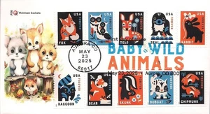 Baby Wild Animals- All 10 stamps- 2025- First Day w/ DCP - McIntosh Cachets - Picture 1 of 1