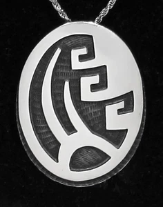 Large QUALITY Vintage Signed Jessie Tawahongva Hopi 925 Sterling Silver Pendant - Picture 1 of 7