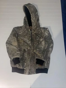 Berne Youth Medium 10-12 Jacket Hooded Lined Zip Work Wear Canvas Camo - Picture 1 of 17