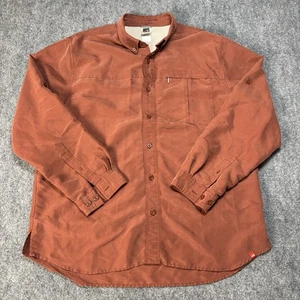 The North Face Shirt Men's XL Orange Roll Tab Modal Zip Pocket Button Down ACCX - Picture 1 of 8