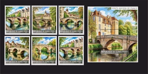 Stamps Bridges 6 stamps + block perforated NEW 2025 year - Picture 1 of 1