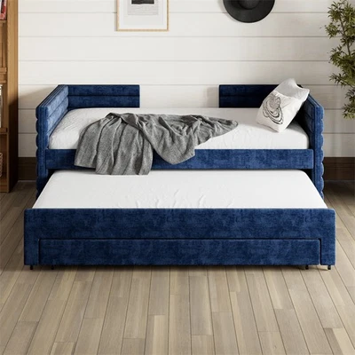 Modern Upholstered Daybed with Trundle Bed &3 Storage Drawers Twin Size Sofa Bed - Image 1 of 4