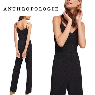 Mono Anthropologie The Essential negro para mujer talla 0 sin mangas a lunares Foto 1 de 4