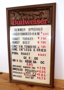 Vintage BUDWEISER Menu Board Sign w/Old Diner Prices! Clydesdales, 19"x 32" - Picture 1 of 7