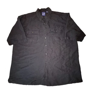 Vintage 90s Gap Black Linen Camp Button Down Shirt Mens Size XL Baggy Y2K Grunge - Bild 1 von 6
