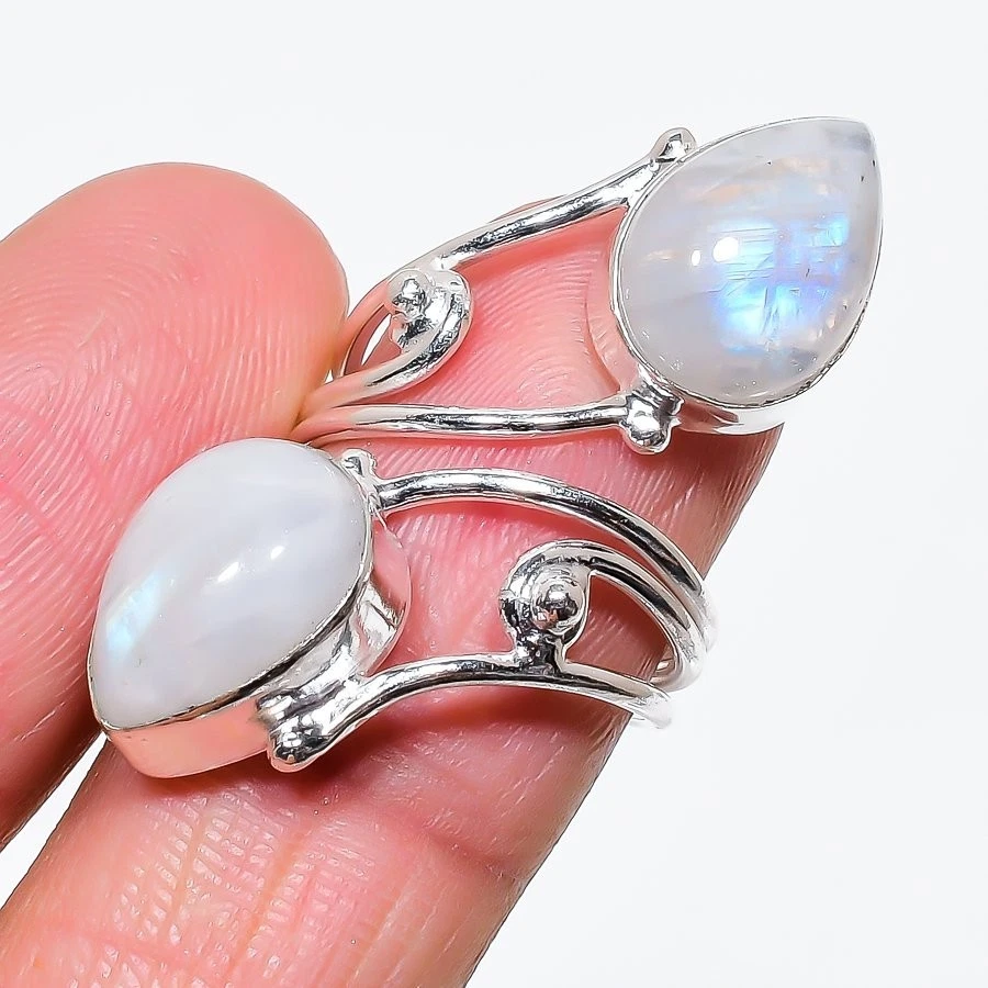 Natural Moonstone Gemstone 925 Sterling Silver Jewelry All Size Ring For Gift - Image 1 of 1