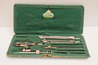 Vintage Faber-Castell Drafting Compass Set in Green Case Made in Germany Collect - Image 1 of 4