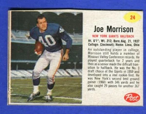 1962 POST CEREAL FOOTBALL KEY CARD SHORT-PRINT #24 JOE MORRISON - Picture 1 of 1