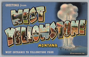 Postcard Greetings From West Yellowstone, Montana, Large Letter - Picture 1 of 2