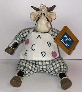 Russ The Country Folks Cow Grade A Teacher Figurine Shelf Sitter Stuffed Body - Picture 1 of 6
