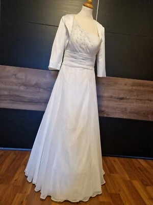 Tolles Elegantes Brautkleid Hochzeitskleid + Reifrock + Bolero Größe 38/40 creme - Bild 1 von 4